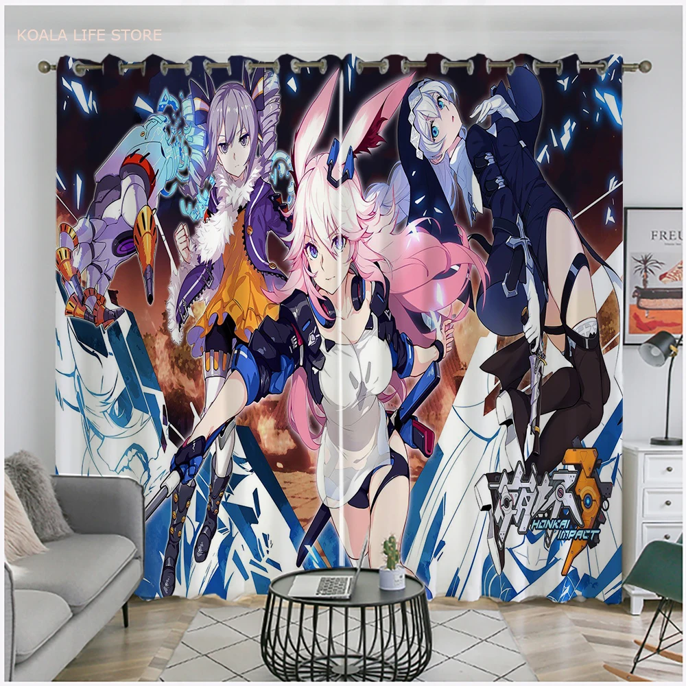 

Honkai Impact 3 Blackout Curtain 1/2 Panels Anime 140x160cm Window Drapes For Living Room Cartoon Custom Home Cortina Treatments