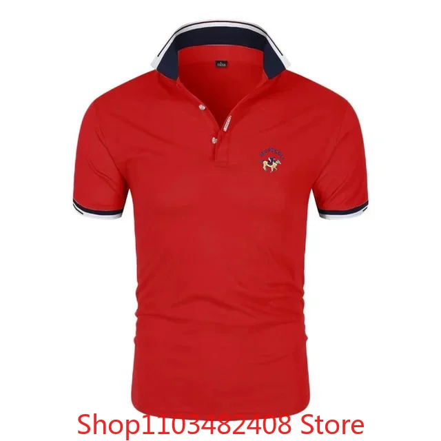 남성용 캐주얼 반팔 스웨터 라펠 티셔츠, 통기성 골프 셔츠, 패션 스트리트 의류, S-4XL 여름 신상  Best5