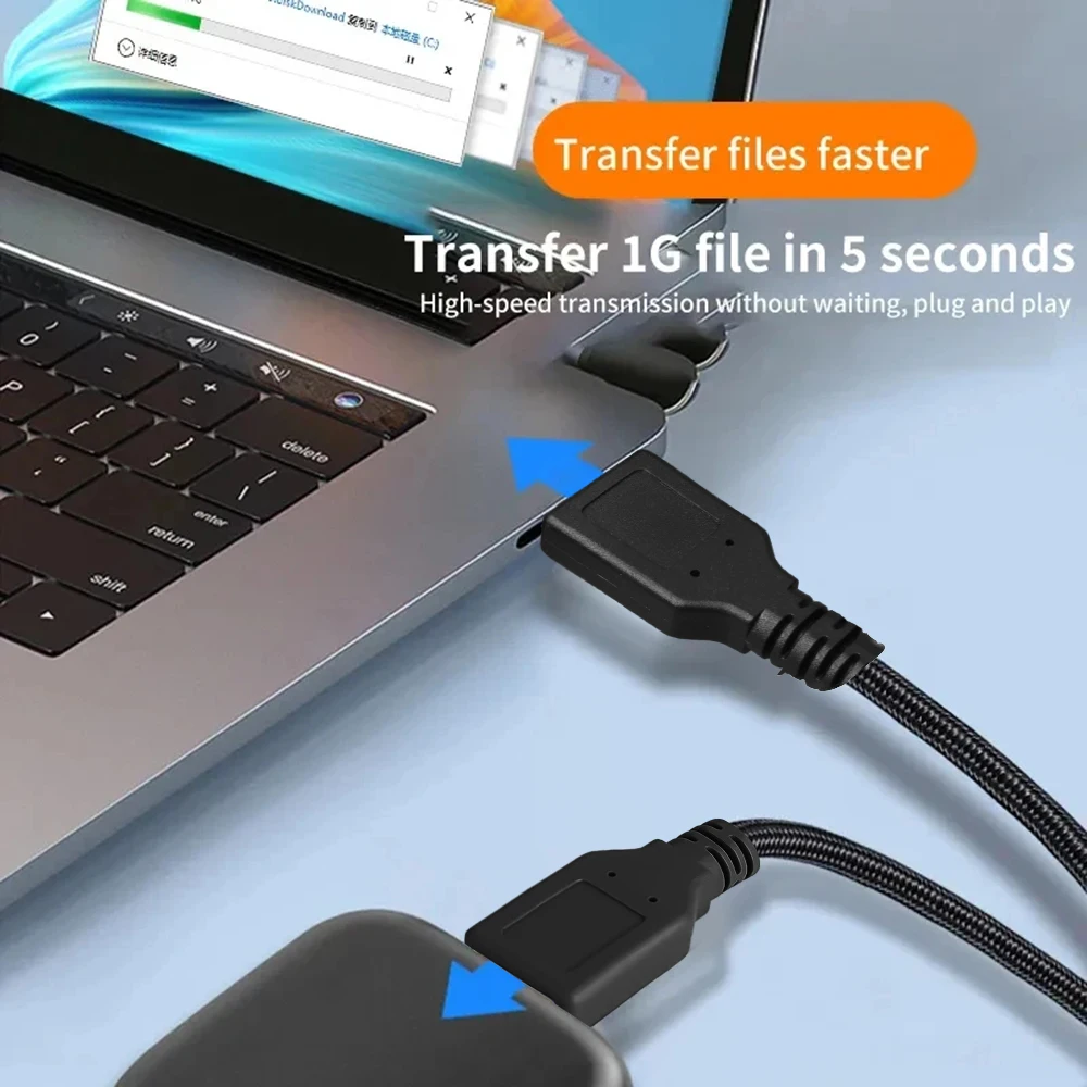 High-Speed USB A Extension Cable - Male to Male USB 3.0 Extender for Data Transmission and Hard Drive Cooling
