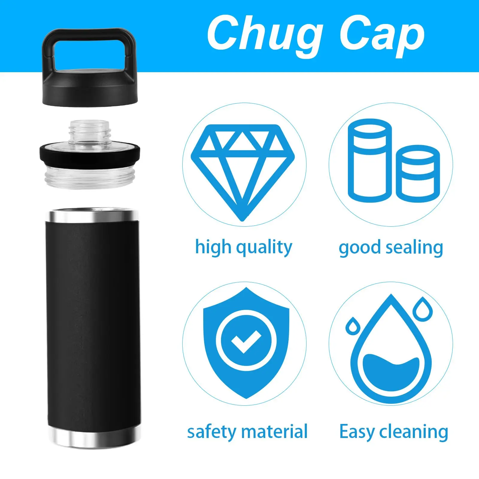 Fits for YETI Chug Cap Replacement for 18 oz 26 oz 36 64 YETI Water Bottle Lid Replacement Accessories