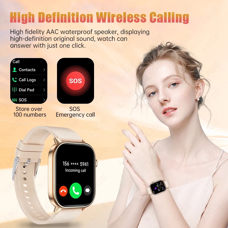 2026 New GPS Track Smart Watch Women Full Touch Screen Heart Rate Health Tracker Sports Voice Bluetooth Call Smartwatches Ladies