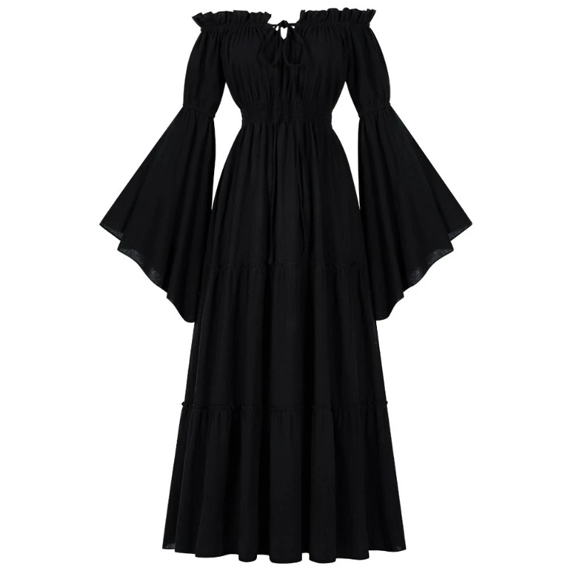 2025 Halloween/Christmas Off-Shoulder Bell Sleeve Waist-Cinched Dress for  Women,Medieval Renaissance Vintage Court Women's Skirt - AliExpress  200000345