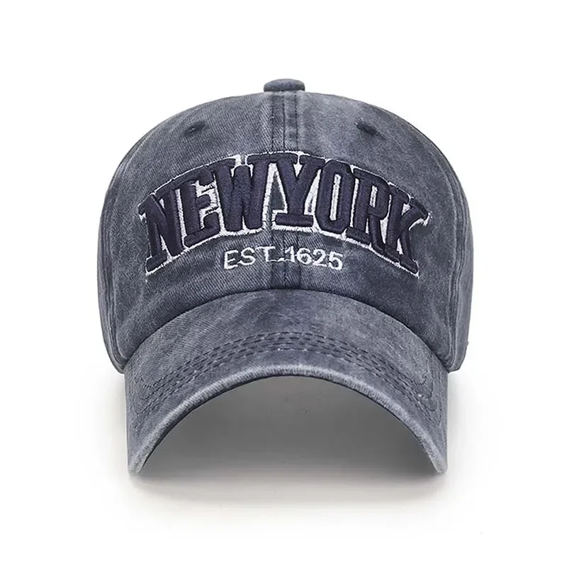 New York gewaschene Baumwolle Baseball mützen für Frauen Männer Retro Brief Stickerei Hysterese nhüte Sonnenblenden Hip Hop Papa Hut Casque tte – Detail 5