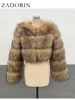 ZADORIN High Quality Cropped Faux Raccoon Fur Coat Women Winter Fashion O Neck Long Sleeve Fluffy Short Faux Fur Jacket Crop Top 6