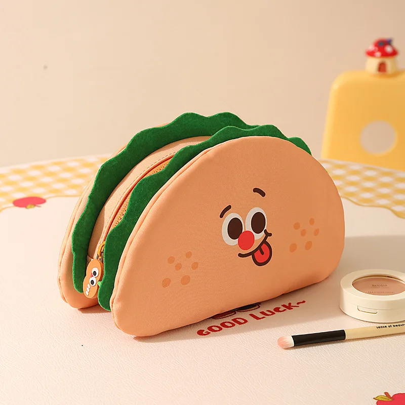 Cartoon Cute Toast Tower Waterproof Travel Cosmetic Bag - Portable Oxford Cloth Makeup and Storage Organizer