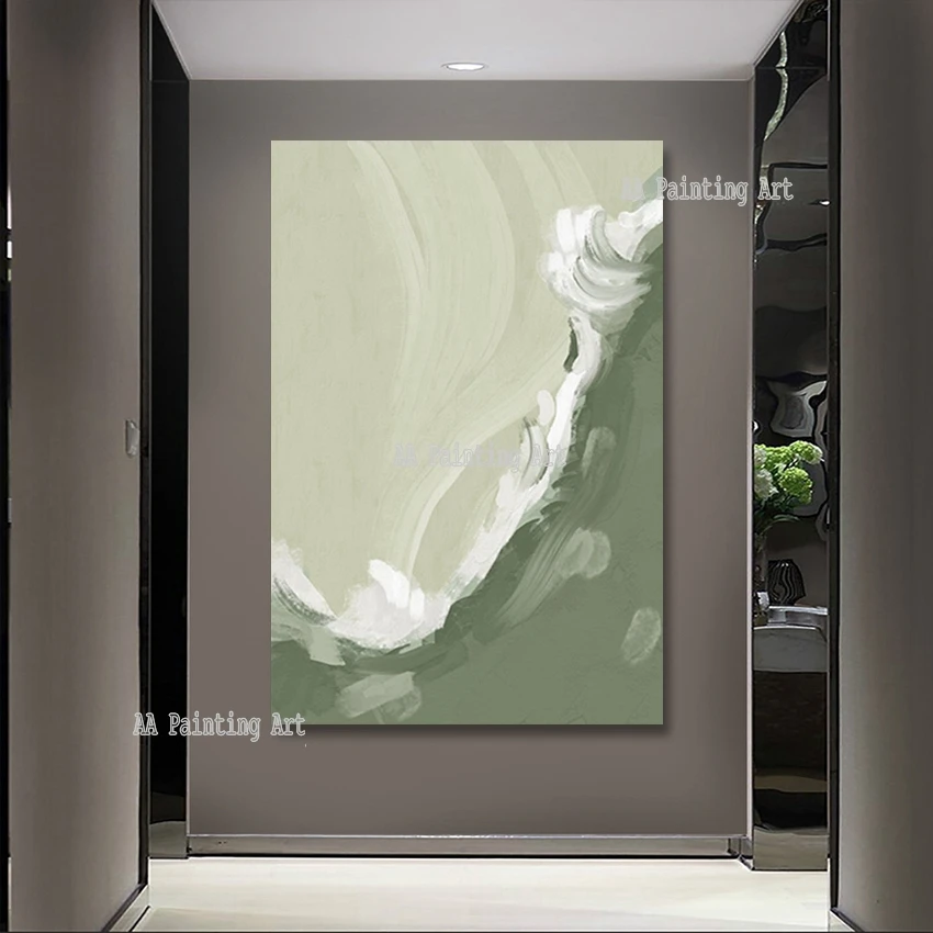 

Handmade Simple Green Design Art Canvas Oil Painting Decoration Pieces Unframed Wall Acrylic Art Picture Picture Hotel Artwork