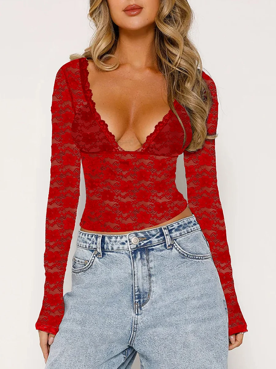 LinvMe T-Shirt Femme T-Shirt Transparent Tight Tops