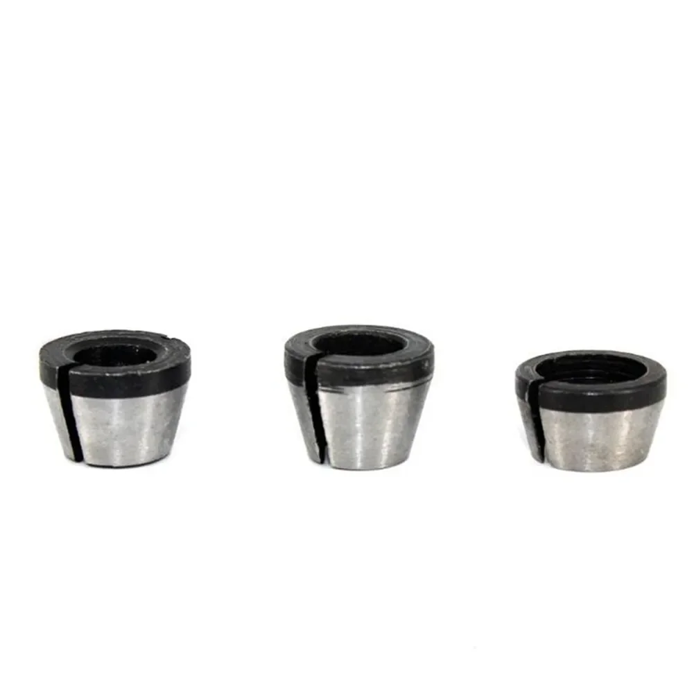 Collet Chuck Adapter With Nut 1set 6mm 6.35mm 8mm Carbon Steel For Engraving Trimming Machine Woodworking Tool Wood Router Parts collet chuck adapter