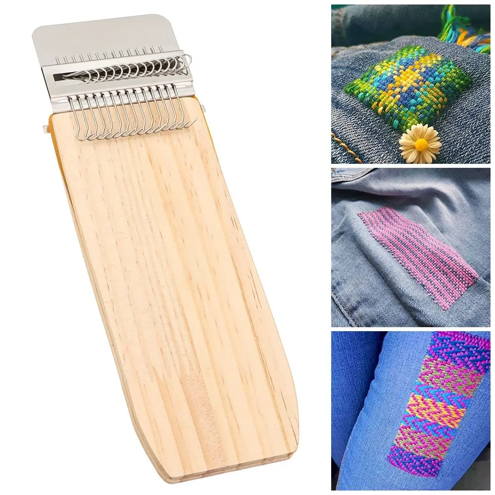 Textile Tools Mending Jeans Clothes Wooden Small Loom Fun Mending Loom  Speedweve Type Weave Tool Darning Machine Loom