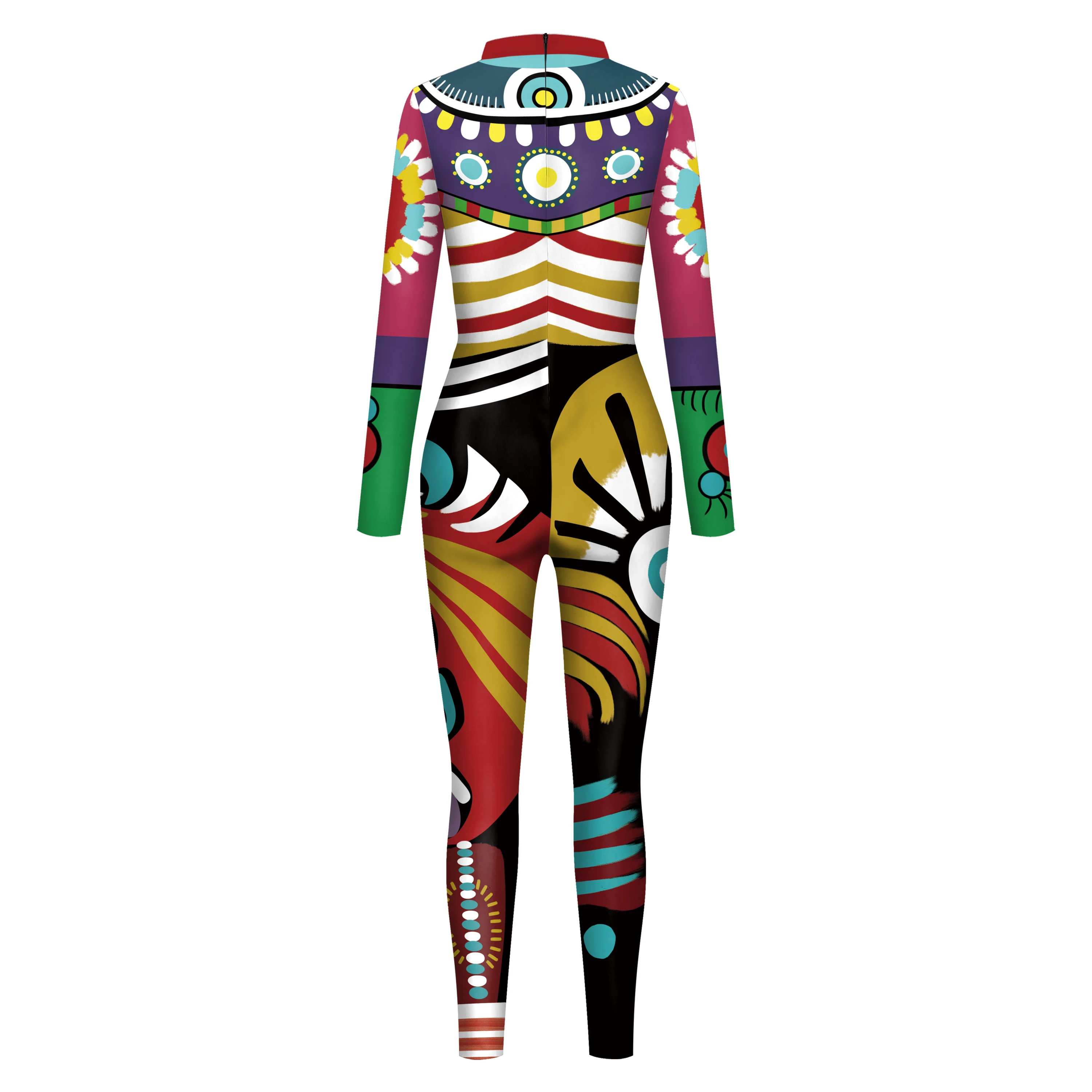 [You're My Secret] Halloween Women Cosplay Robot Punk Printed Retro Mechanica Cosplay Jumpsuit Catsuit Zentai Halloween Bodysuit