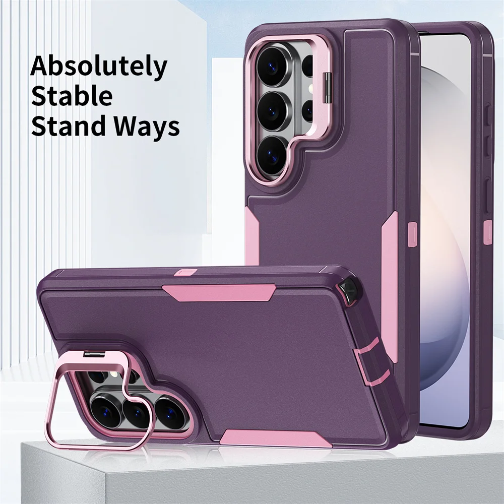 Shockproof Armor Flip Lens Stand Phone Case Cover
