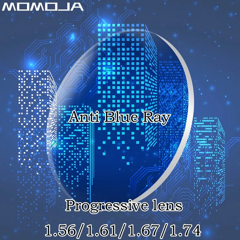 MOMOJA 1.56/1.61/1.67/1.74 Ultra-thin HD Anti-reflection Anti-scratch HMC Anti-blue Ray Progressive Multifocal Lens 1 Pair