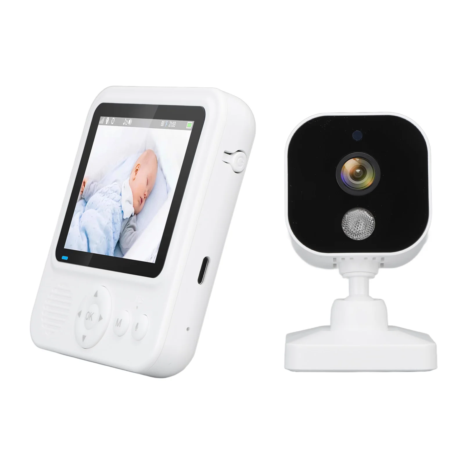 Cam Video Baby Monitor Smart Baby Monitor Temperature Monitoring Breastfeeding Timer Night 8 Lullabies for Feeding