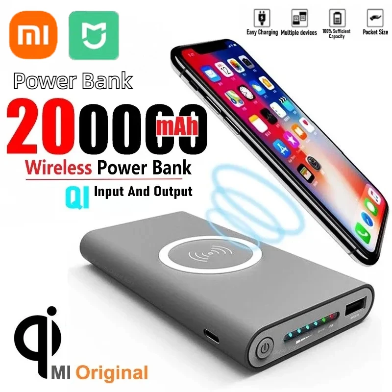 Power Bank Xiaomi MIJIA Super Thin Magnetic Wireless 200000mAh High Capacity USB-c Two-Way Fast Charger For IPhone Samsung