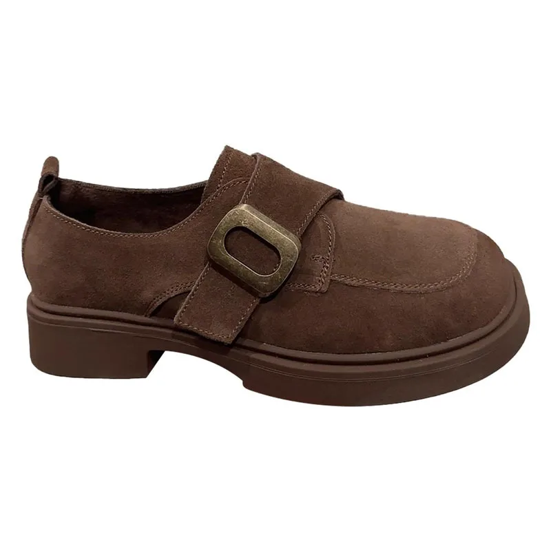 

Женские повседневные туфли на плоской толстой подошве, модные однотонные цвета хаки, женские модные дизайнерские замшевые кожаные туфли, слипоны Comfortale