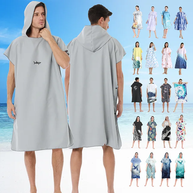 Unisex Surf Poncho Microfiber Towels Quick Dry Swim Bathrobe Poncho Hooded Beach Towel Adults Swimming Towel for Surfing Diving 1