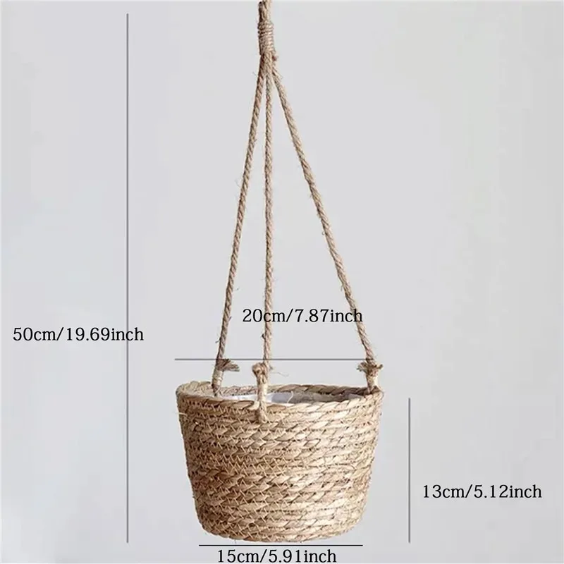 Garden Hanging Flowerpot Rack,Plant Storage Basket,Home Decoration Storage,Woven Storage Basket,with Hanging Rope,Hanging Basket