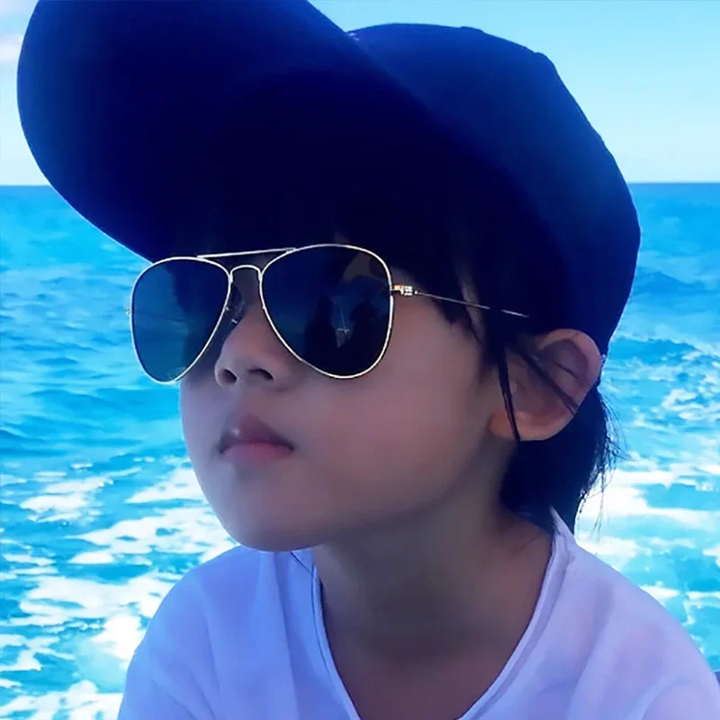 Retro Children Aviation Sunglasses UV400 Gold Frame Glasses Child Kids UV400 Pilot Sun glasses Outdoor Eyewear Girls Boys