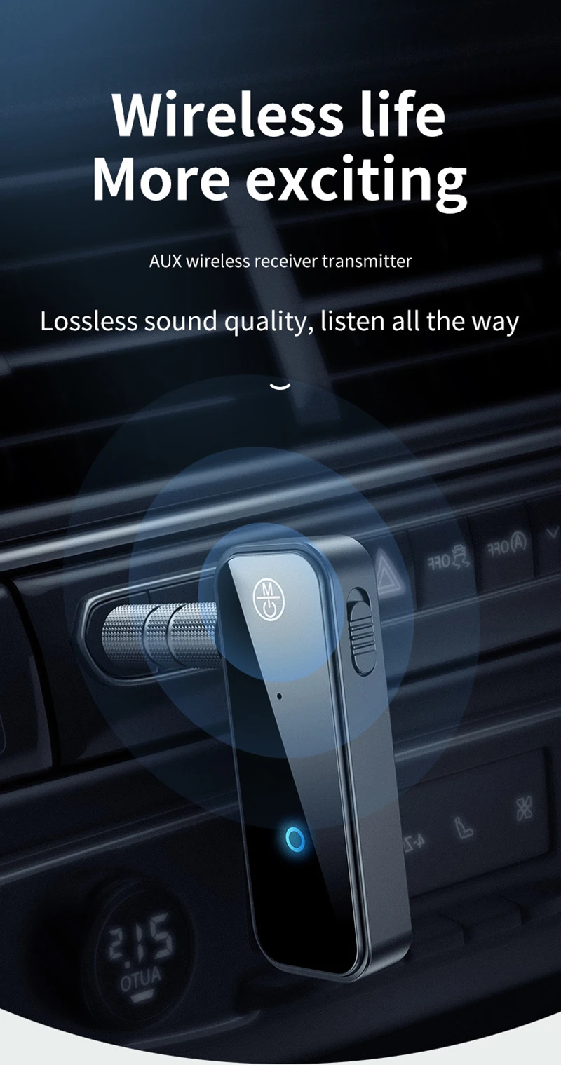 New Bluetooth 5.3 Transmitter Receiver HIFI stereo Wireless Audio Adapter With HD Mic 3.5mm AUX For Car Audio Music Hands-free 1 Sca285a36aa624538bc4c695a7613e8830