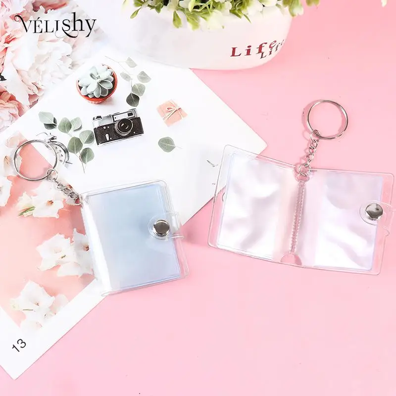 

1Pcs PVC Sequins Mini Photo Album Pendant Keychain Transparent Sticker Name Card Keyring New Fashion Holder Photos Bag Key Fob