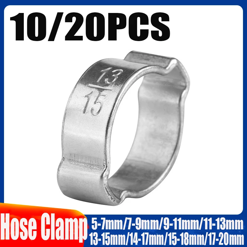 Hose Clamps 10/20PCS 5-20mm Double Ear Clamp Worm Drive Fuel Water Pipe Hose Spring