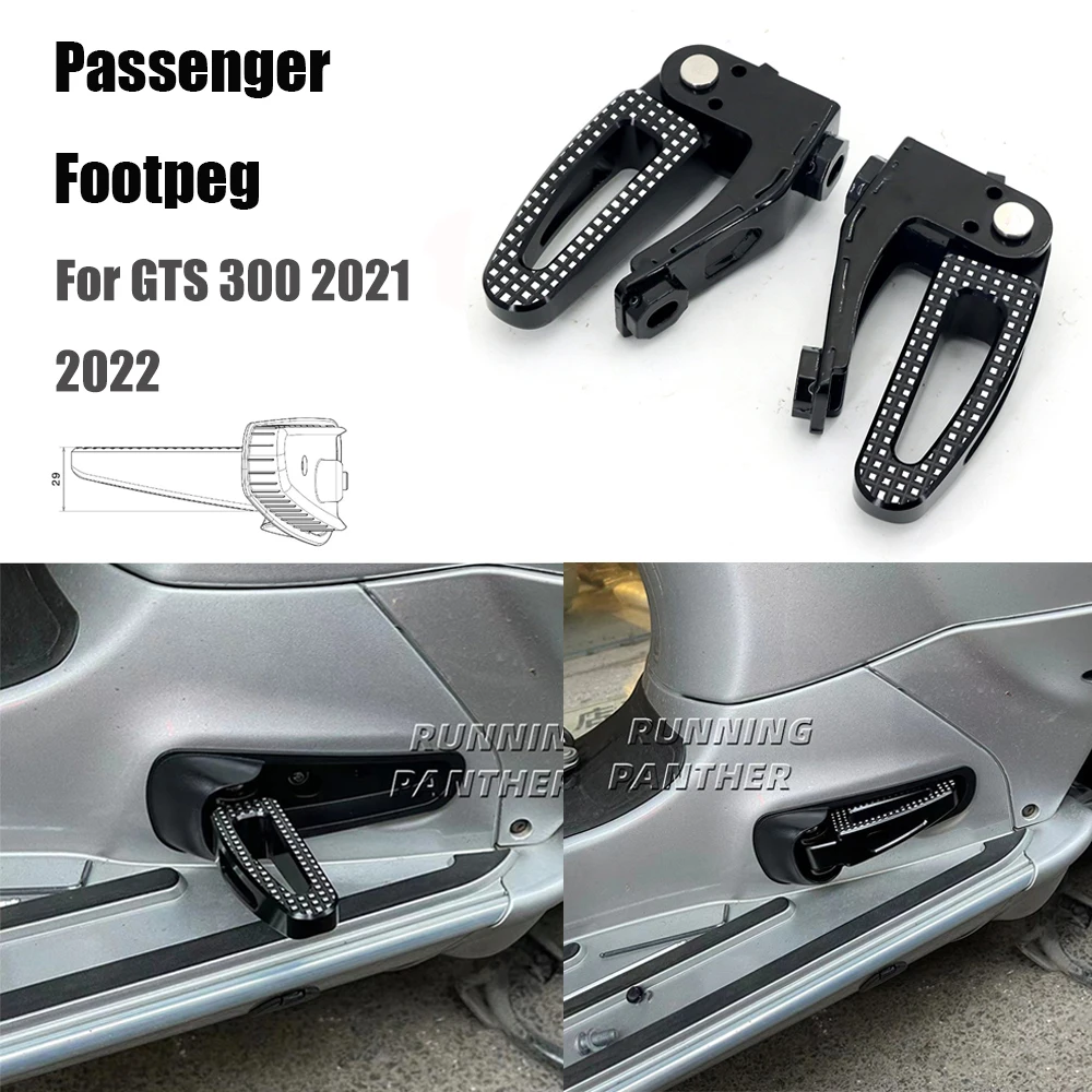 

Новый мотоцикл для GTS 300 GTS300 gts300 gts 300 2021 2022 алюминий + ABS подножка задние Пассажирские подножки черная педаль
