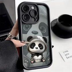 Soft Milk Panda Phone Case - Adorable Protective Cover in Minimalist Design - S24 (Black DF73)