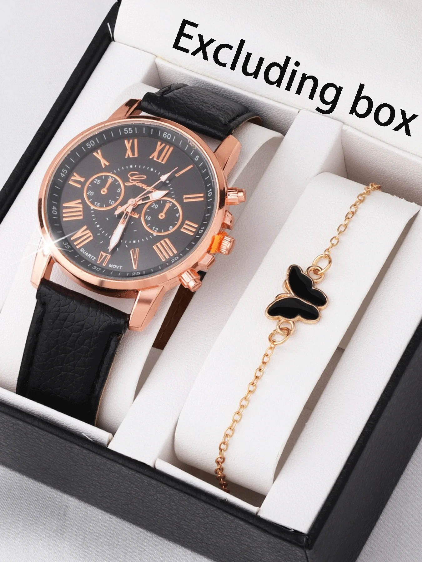 Fashion watch, simple and cute butterfly jewelry, classic and versatile watch, color plate, women's wrist watch set