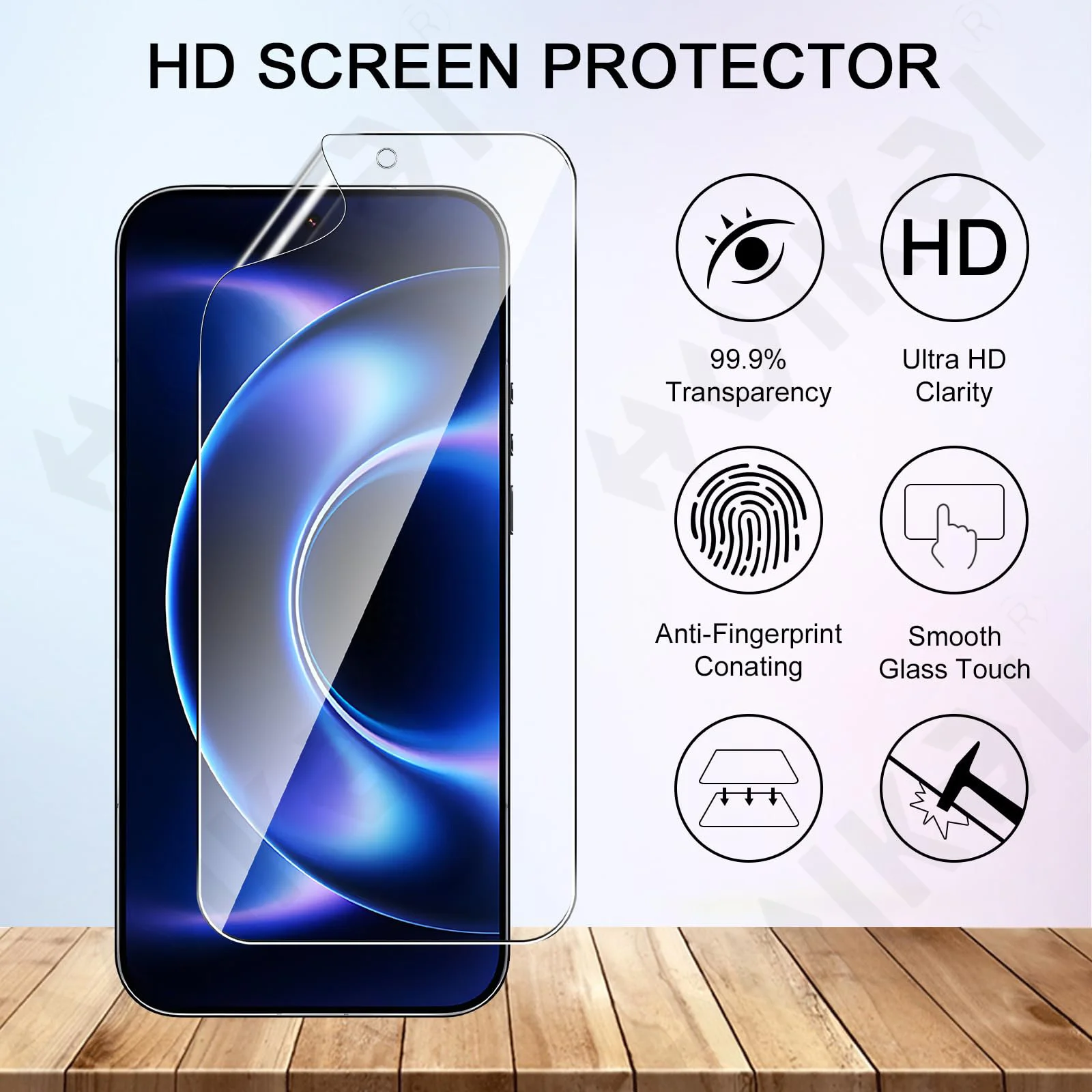 5-Pack Transparent Hydrogel Screen Protector Film, High Sensitivity, Soft TPU