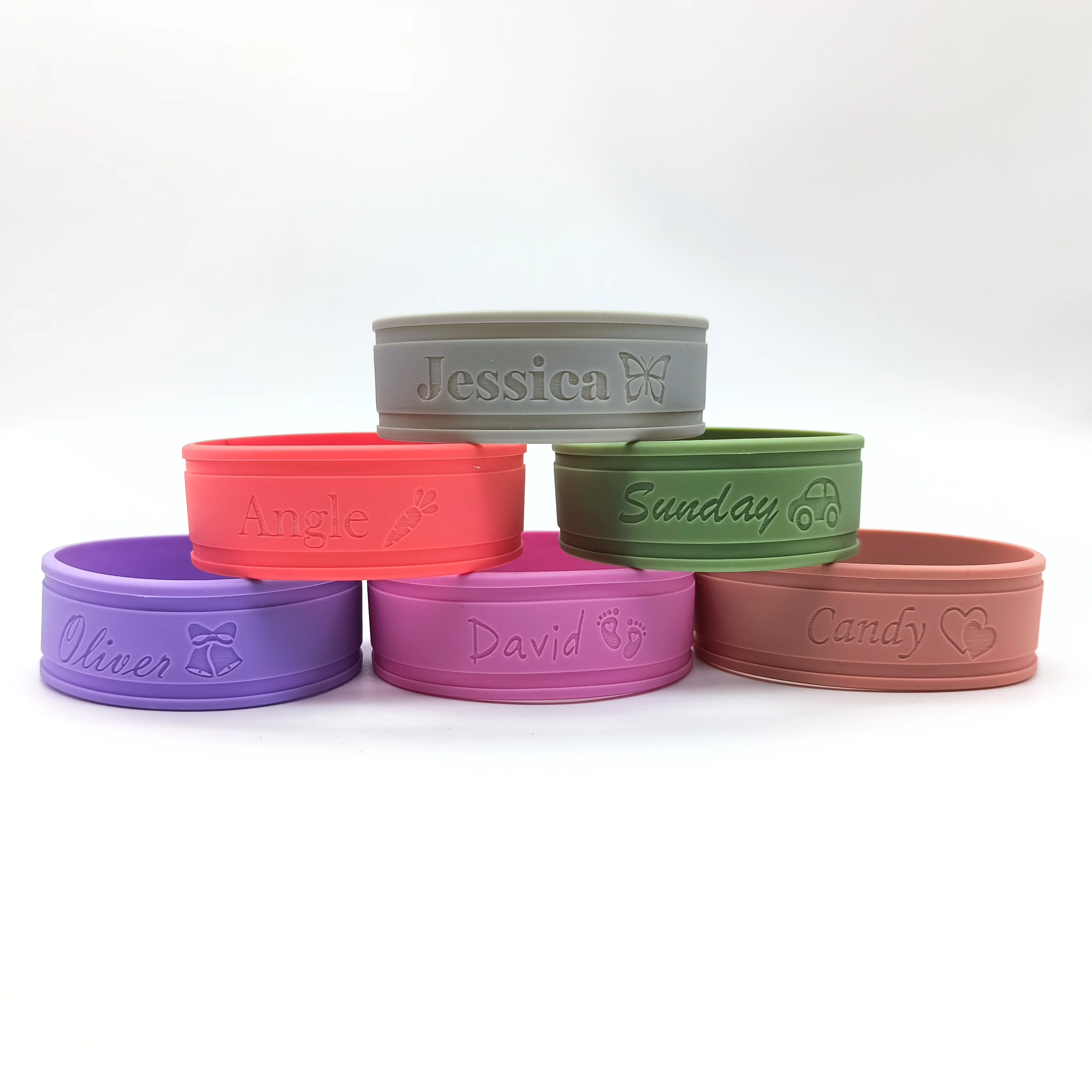 Bottle Label, Kids Cup Silicone Band, Engraved Name Band for Water Bottle, Daycare Bottle Label