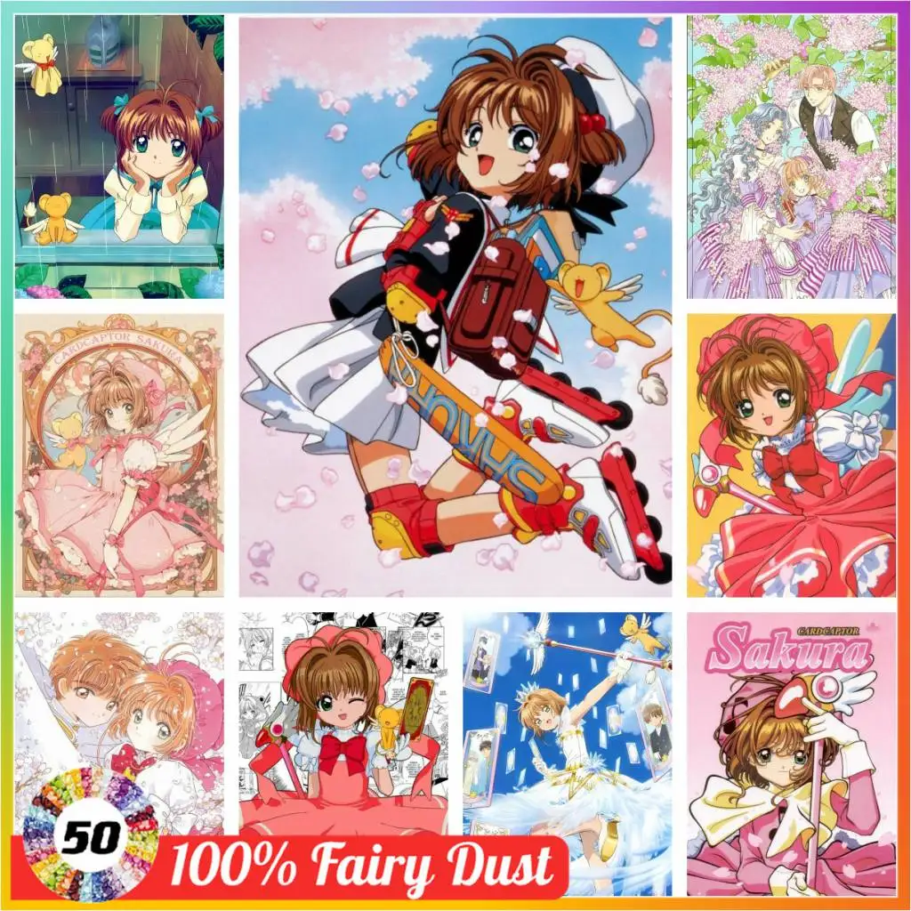 

Kawaii C-Card Captor Sakura полный элемент Холст Висячие аниме Ститч искусство мозаика 5d Фея пыль Алмазная живопись Девушка Новинка