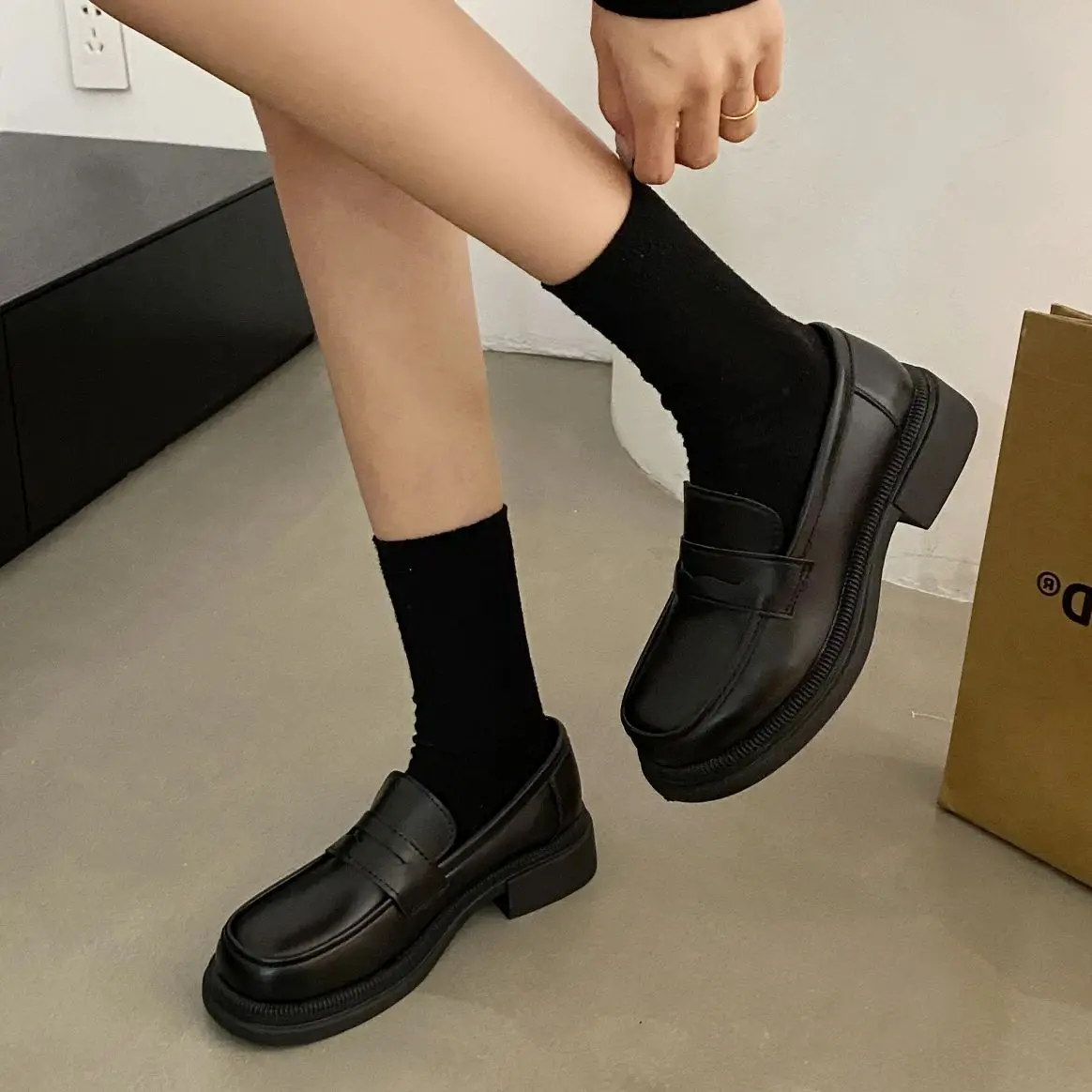 New Japanese Style College Student Shoes Cosplay Lolita Shoes for Women/Girl Fashion Black/Coffee Uniform Platform Shoes 2023