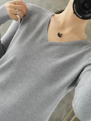Elegant Pink V-Neck Cashmere Knit Sweater - S (GRAY)