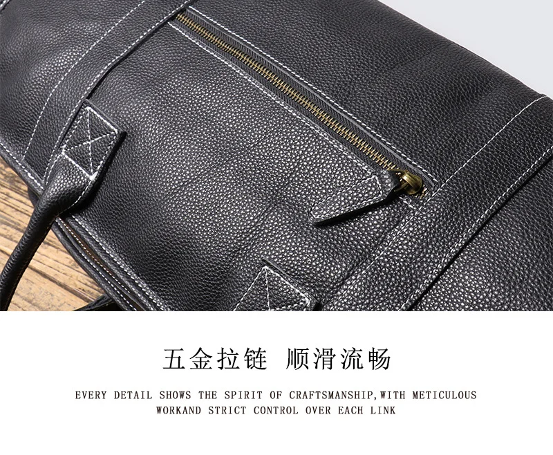 LUOKIR Herren-Reisetasche aus echtem Leder, erste Schicht Rindsleder, Schulter-Crossbody-Sporttasche, Geschäftsreisegepäcktasche – Detail 11