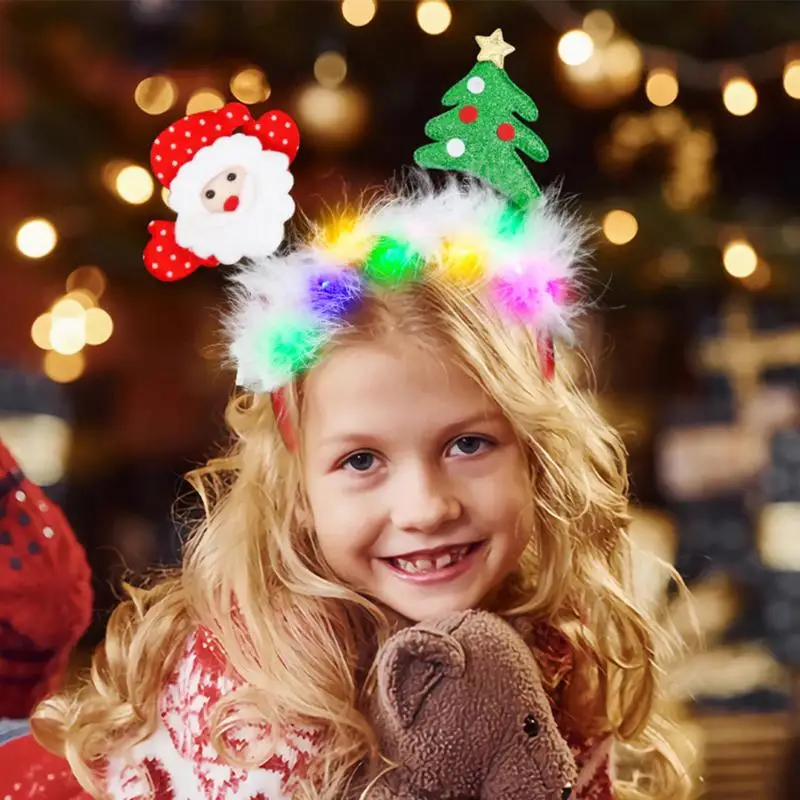 LED Christmas Antler Headband Reindeer Light Up Headband Luminous Hair Hoop Children Party Costume Cute Xmas Decoration