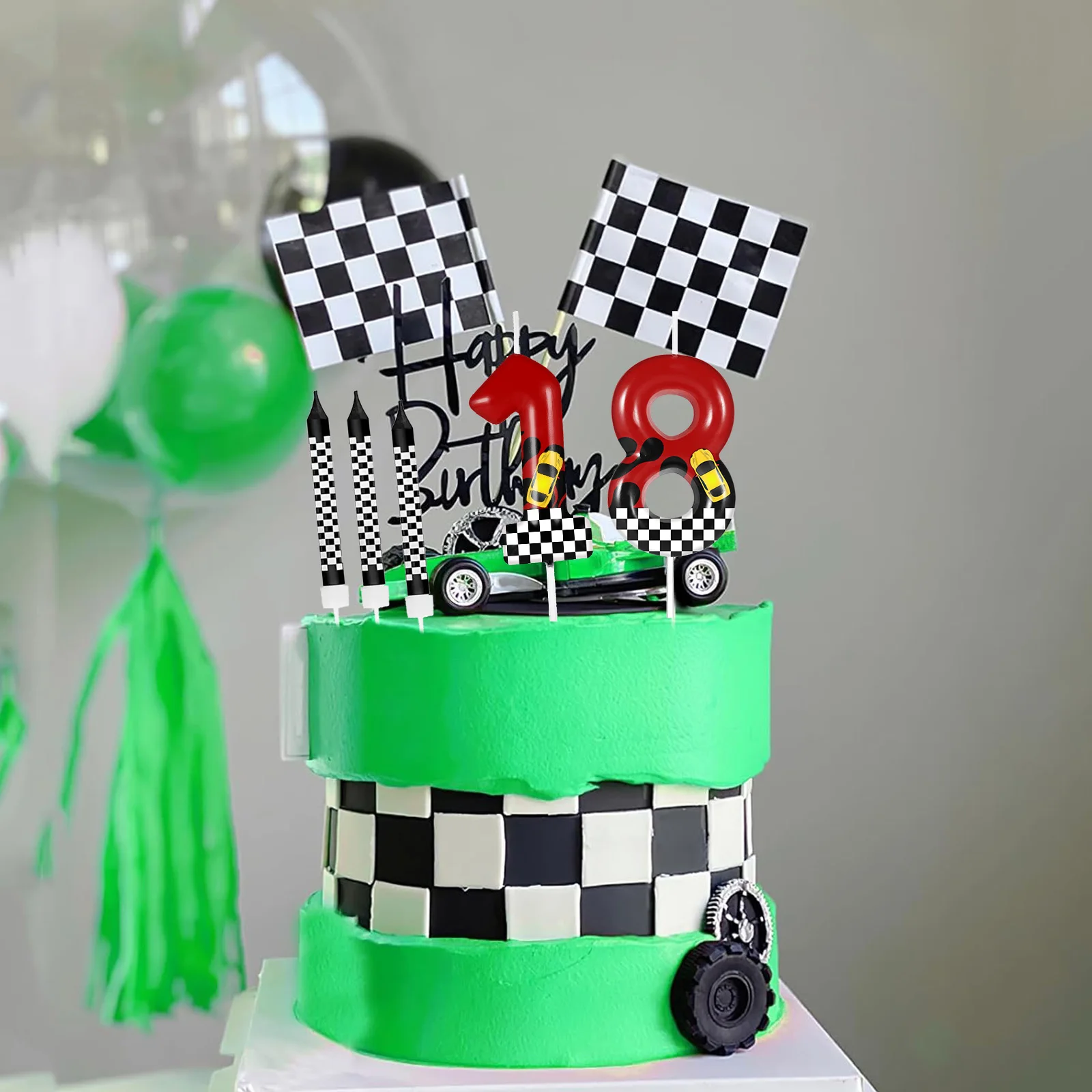 7pcs red Racing Cars Themed Birthday for CakeCandles, Number0 1 2 3 4 5 6 7 8 9 10 Candle Birthday Cake Topper - Image 4