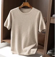 T-shirt en cachemire pour hommes, couche de Base, chemise mérinos, respirant, court, vêtements de luxe, grande taille 1
