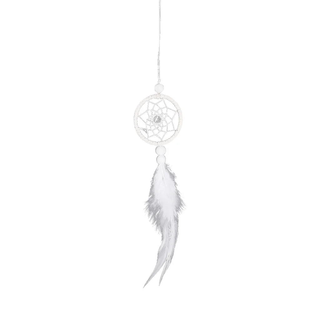 Dream Catcher Car Pendant Home Wall Hanging Adornment Feather Home Dream Catcher Wall Decor Pure White Romantic for Girls Women 6