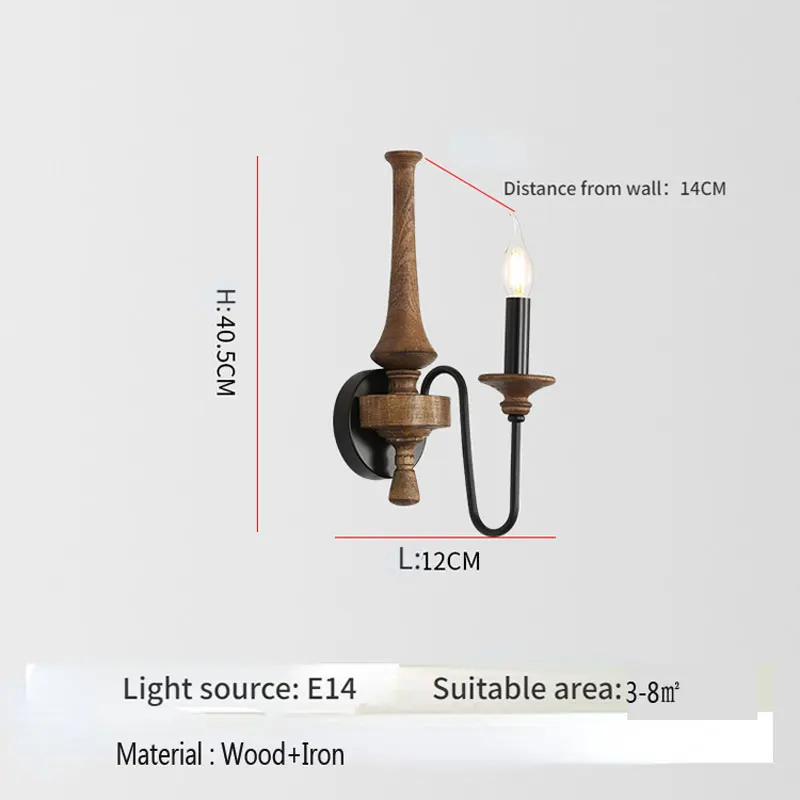 American Style Rural Wooden Wall Lamps for Living Room Bedroom Bedside Lamp Corridor Staircase Aisle Homestay Hotel Lighting