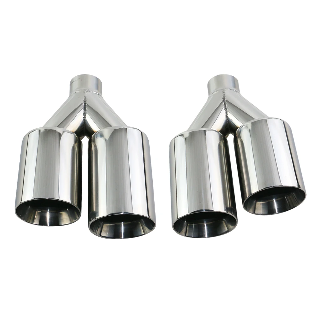 Double Wall Exhaust Pipe Tip 1PCS 2/2.5/3 Inch Dual Muffler Tail Pipe for Universal Car silver blue