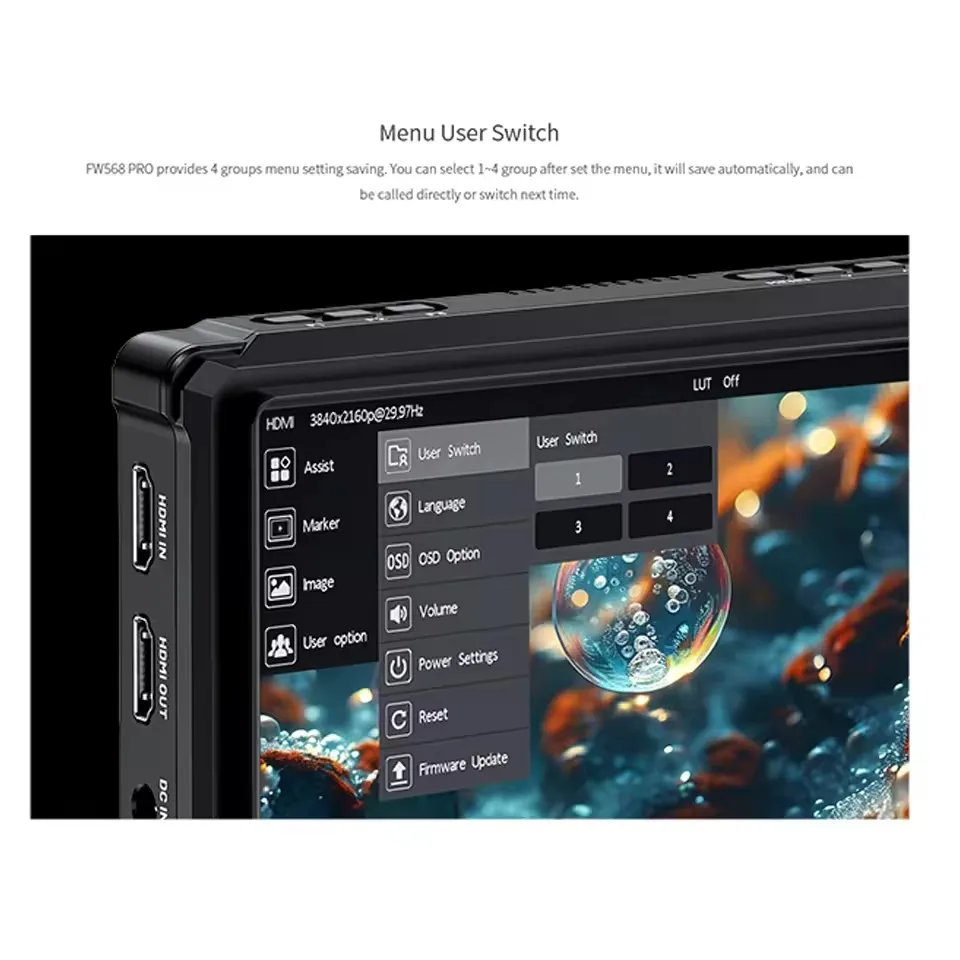 FEELWORLD FW568PRO 6" IPS FHD Screen Camera Field Monitor 3D LUT 1920x1080P 1200nit 4K HDMI-compatible Input DSLR Video Peaking