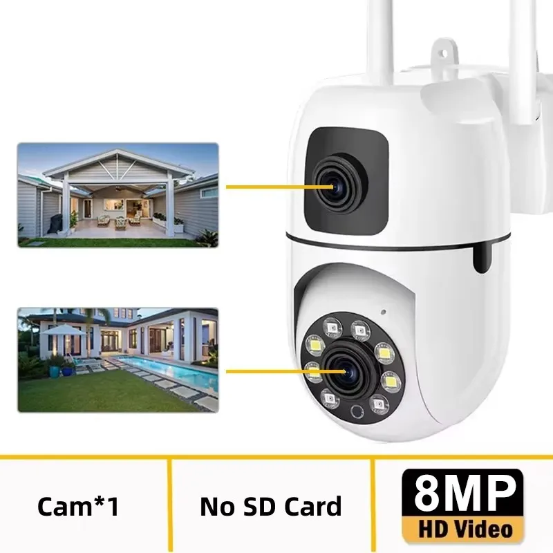 8MP WIFI Surveillance Camera Dual Lens Dual Screen IP Cameras Wireless Auto Tracking Color Night Vision 8X Digital Zoom CCTV Cam 6