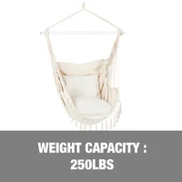 Fringed Hammock Chair W/ 2 Square Pillows & Built-in Side Pocket, 250 Lb. Capacity ,63.00 X 40.00 X 55.00 Inches 3