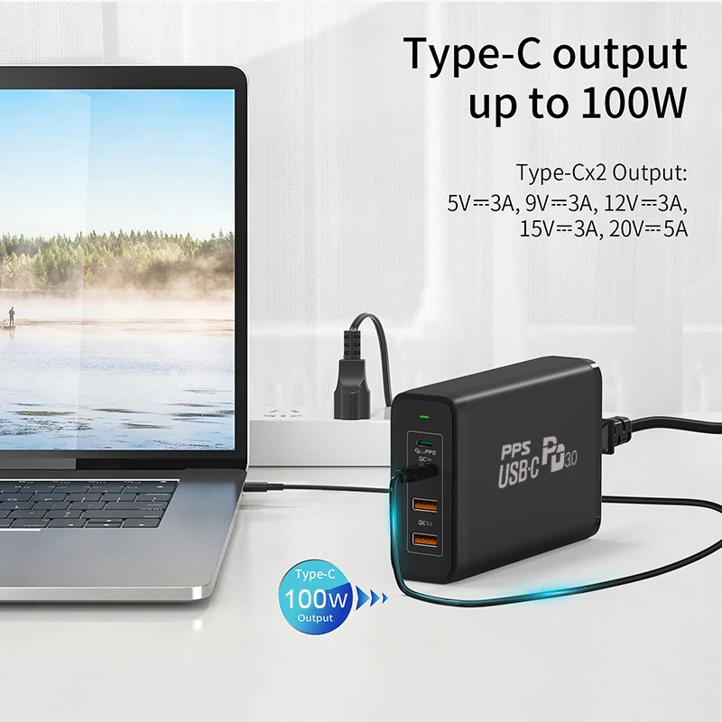 TQUQ 245W GaN Charger USB-C Power Adapter,4-port PD 100W PPS 65W 45W QC4.0 for MacBook iPad iPhone Samsung Huawei Xiaomi Laptop
