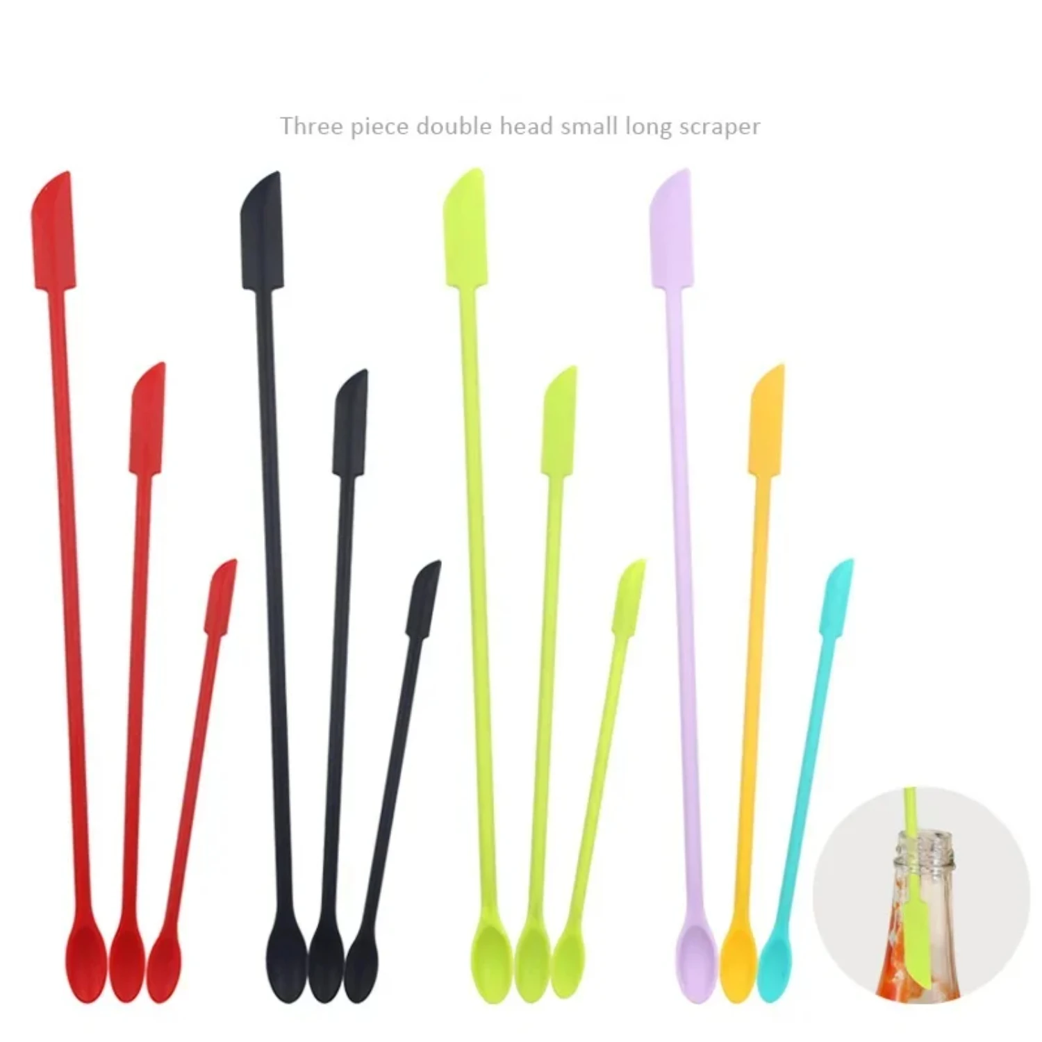 Product Silicone Mini Spatula Set Lengthened Cosmetic Bottle Jam Double- Scraper Cake Baking Tool Accessories