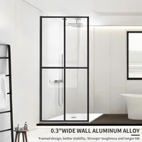 Shower Door Clear Tempered Glass,Framed Shower Screen Panel for Walk-in Bathroom,34”*74” Matte Black Silk Print Finish Shower 2