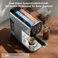 Machine à café expresso semi-automatique Patbrela 20 bars, système d'eau double, machine à café froid véritable avec porte-filtre 4-en-1, machine à expresso professionnelle 4