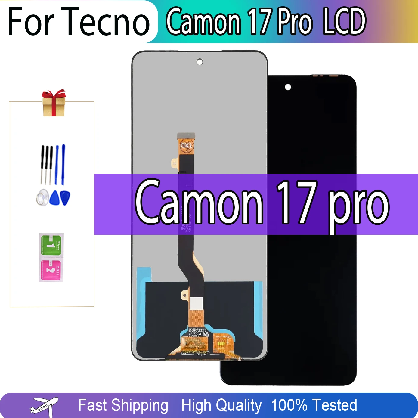 

100% протестированный ЖК-дисплей для Tecno Camon 17 Pro CG8 CG8h, сенсорный экран, запасные части в сборе, дигитайзер, замена