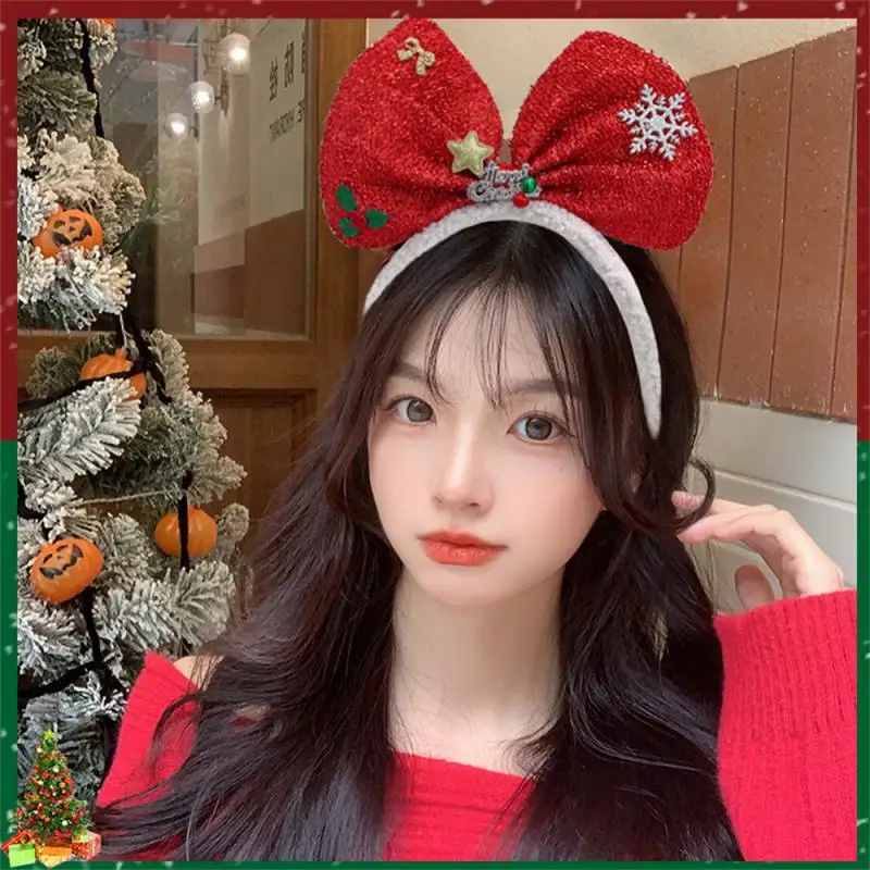 Merry Christmas Headbands Cute Xmas Santa Elk Antlers Headband Hair Hoop Chrismas Tree Bow Hair Accessory New Year Gifts Navidad