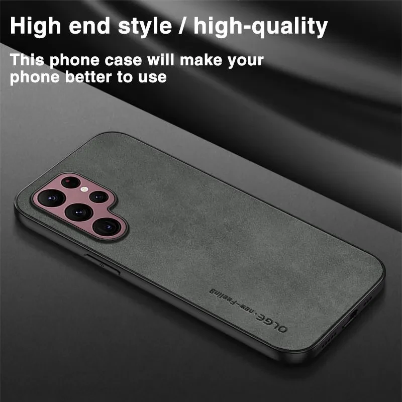 Coque de téléphone classique en peau de mouton, étui en cuir mat pour Samsung Note 20 Ultra 10 Plus S23 S22 S21 S20 FE_voghion.com